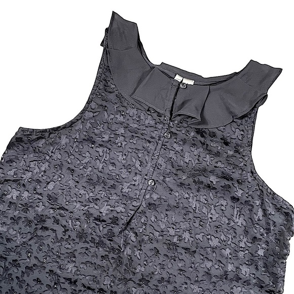 LC Lauren Conrad size small sleeveless top ruffle collar sheer sparkle front EUC - Picture 8 of 16